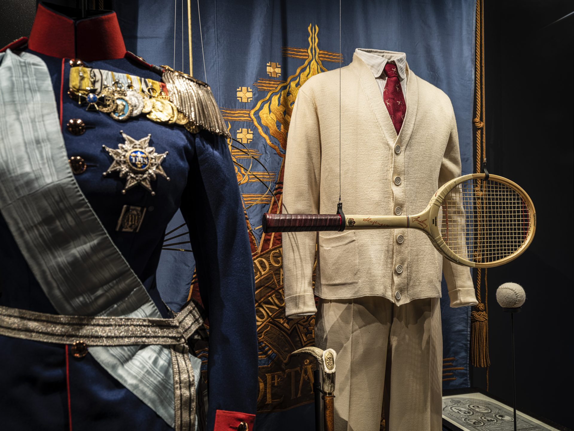  Royal costumes in one of the museum's cases.