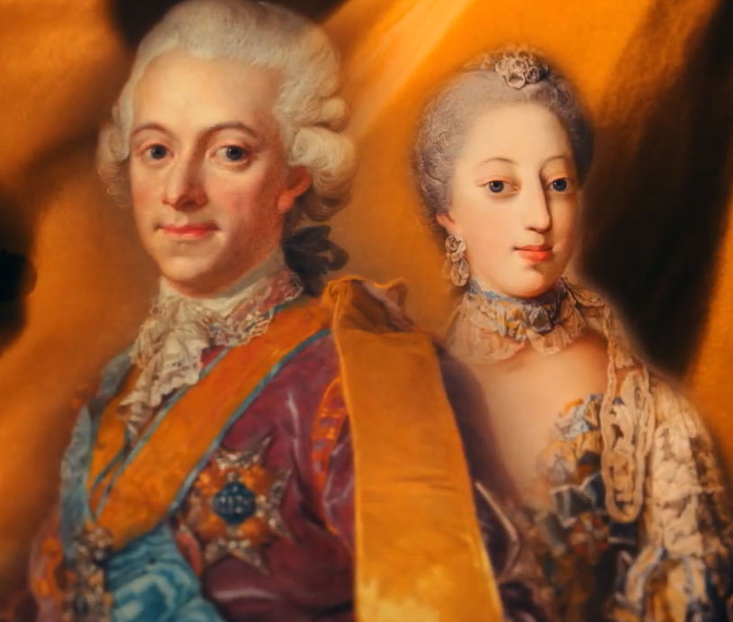 Målade porträtt av Adolf Fredrik och Lovisa Ulrika av Preussen.