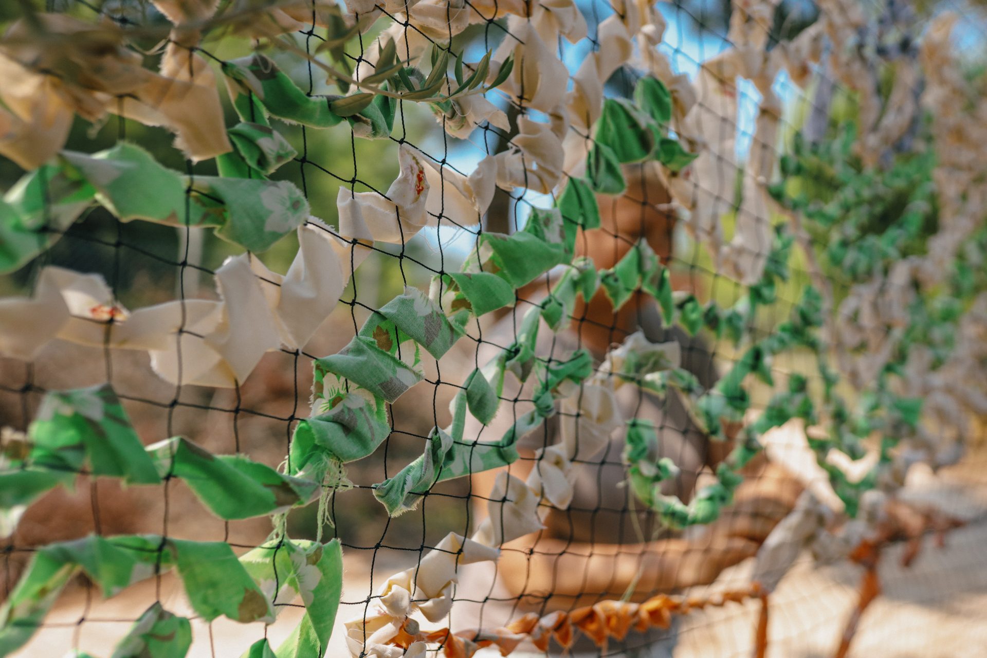 Detail image of a camouflage net.