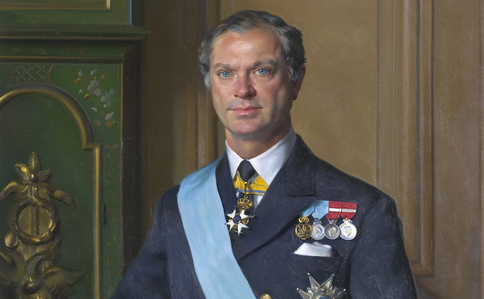 Porträtt föreställande Carl XVI Gustaf.