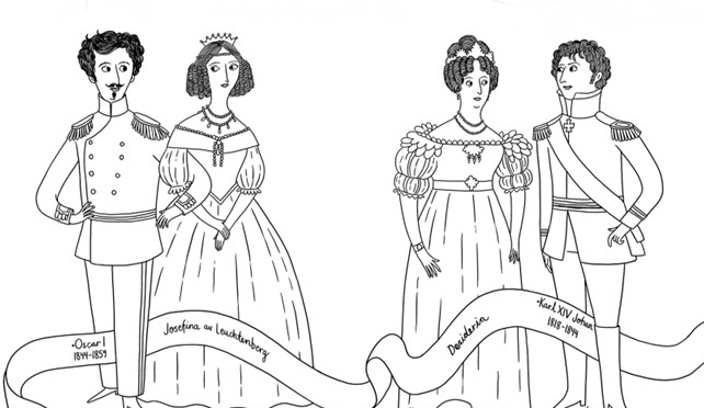 Illustrerade svenska kungar och drottningar.