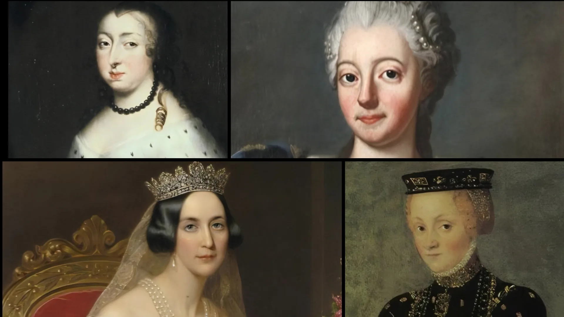 Ett kollage med fyra drottningar.